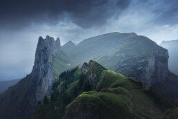 Ambiance orageuse dans les montagnes de l'Appenzell en Suisse