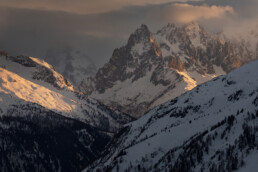Vallée de Chamonix au coucher du soleil